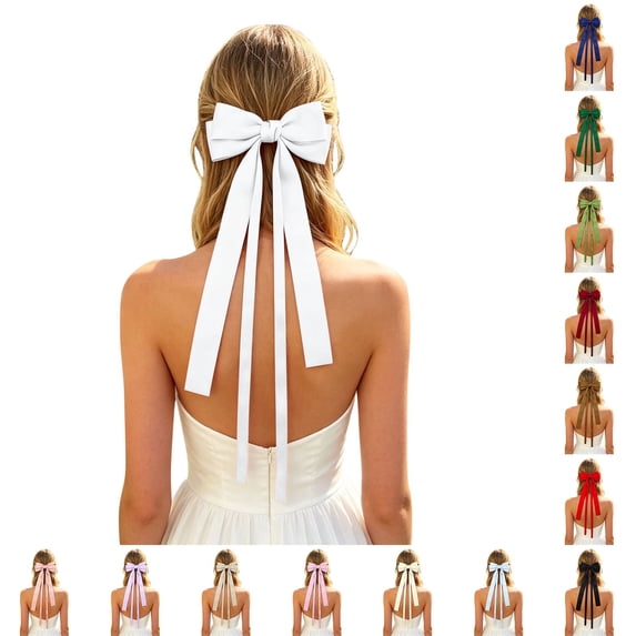 Fgnfyis Elegant Bow Hair Headbands for Women Flowing Ribbon Ties Girls Stylish Hair Hairpin White_001