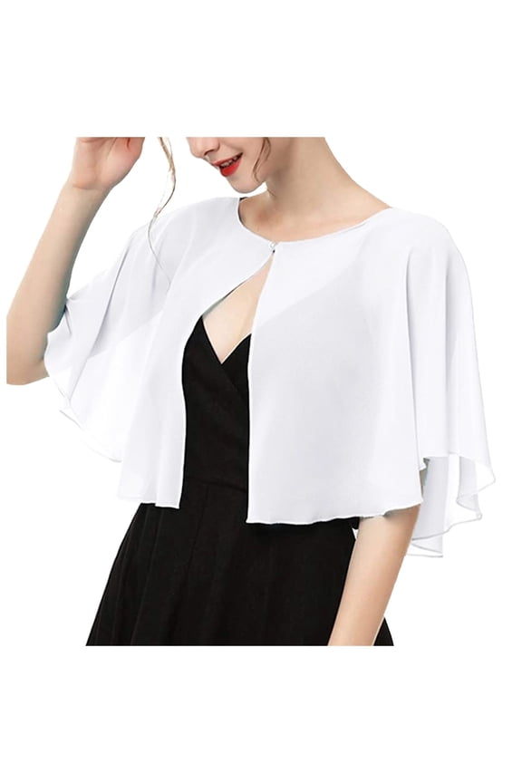 Elegant Chiffon Fashion Shawl Wrap Stole For Women Evening Dress Accessory White A