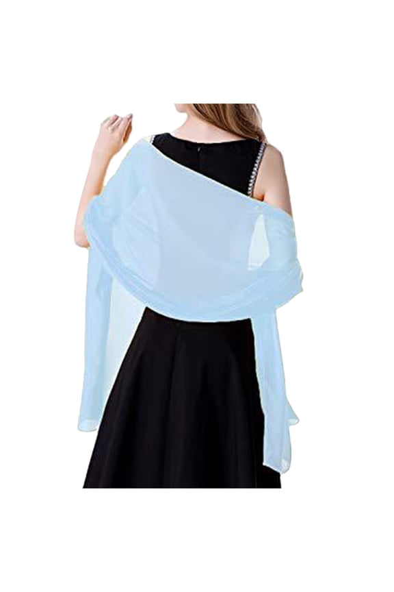 Elegant Chiffon Fashion Shawl Wraps For Women Dresses Evening Wear Accessories Blue S
