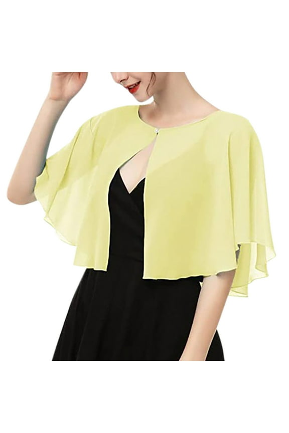 Elegant Chiffon Fashion Shawl Wraps For Women Dresses Evening Wear Accessories Yellow One Size