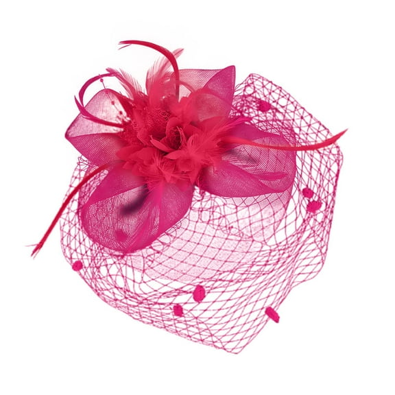 Fgnfyis Elegant Fascinator Hat Wedding Headpiece for Bride Performance Accessories Heardband Headwear Hot Pink One Size