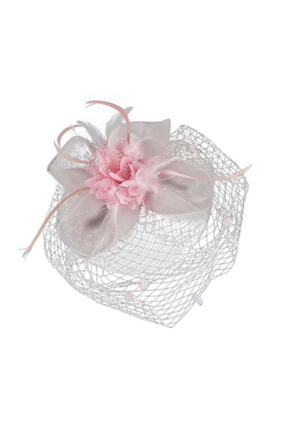 Elegant Fascinator Hat Wedding Headpiece for Bride Performance Accessories Heardband Headwear Light Pink One Size