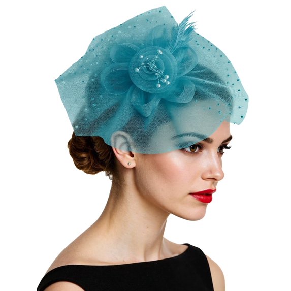 Fgnfyis Elegant Feather Fascinator Headband with Mesh for Women for Weddings Parties and Formal Events European Style Hair Accessory Green