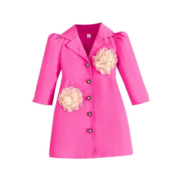 Fgnfyis Elegant Floral Embroidered Peplum Lapel Jacket for Girls Formal Occasions and Special Party Events Pink 6-7 Years