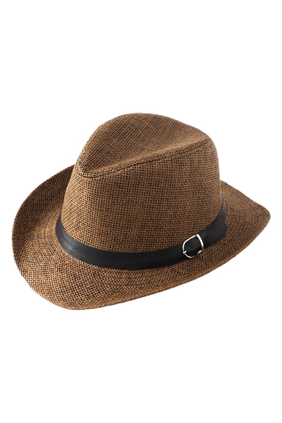 Elegant Panama Straw Fedora Sun Hat for Women Men Summer Beach Outdoor Travel Wide Brim Breathable Design Coffee One Size