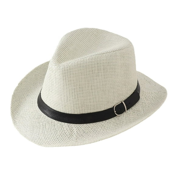 Fgnfyis Elegant Panama Straw Fedora Sun Hat for Women Men Summer Beach Outdoor Travel Wide Brim Breathable Design WH1 One Size
