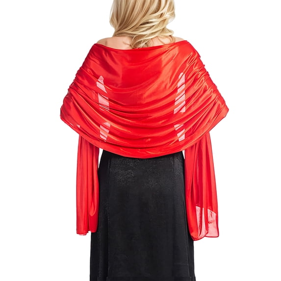 Fgnfyis Elegant Satin Evening Wrap Shawl for Party Wear Formal Dinner Lightweight Cover Up Red