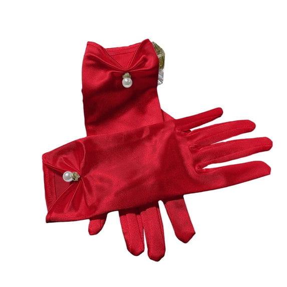 Fgnfyis Elegant Satin Opera Length Evening Wedding Gloves for Women Delicate Wrist Length Formal Affair Occasion Red