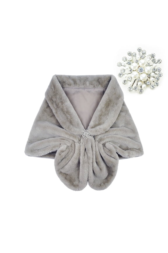 Elegant Shawl for Women Wedding Bride Winter Formal Events Soft Warm and Stylish Wrap Cover Up Grey