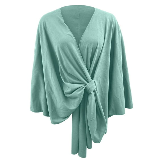 Fgnfyis Elegant Solid Color Shawl Cape For Women Soft Comfortable Poncho Outerwear Wrap Light Green One Size