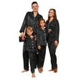 thumbnail image 1 of Fgnfyis Elegant Toddler Kids Boys Girls Satin Pajamas Set Solid Button Family Matching Sleepwear Nightwear Soft Top Pants Set for Kid Black 9-10 Years, 1 of 7