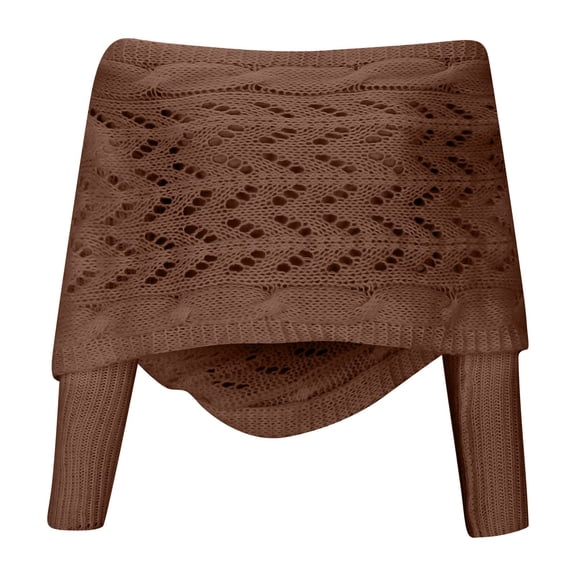 Fgnfyis Elegant Unisex Knitted Wool Shawl Scarf for Autumn Winter Outdoor Casual Wear Warm Hollow Design Long Length Coffee One Size