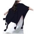 thumbnail image 1 of Fgnfyis Shawl Wraps for Women Winter Knitted Cardigan Casual Poncho Cape Open Front Sweater with Tassels Black, 1 of 7