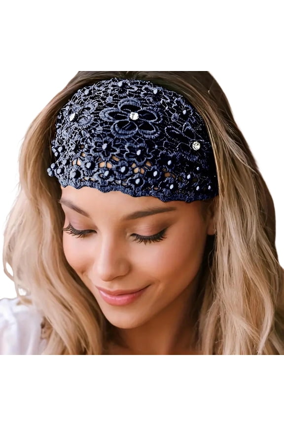 Elegant Women Turban Hatbow Sequins Hair Bonnet Head Scarf Wrap Cover Everyday Wear Head Accessories Navy One Size