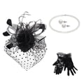 thumbnail image 1 of Fgnfyis Elegant Women's Bow Top Hat Set with Lace Gloves and Jewelry for Formal Occasions Black One Size, 1 of 6