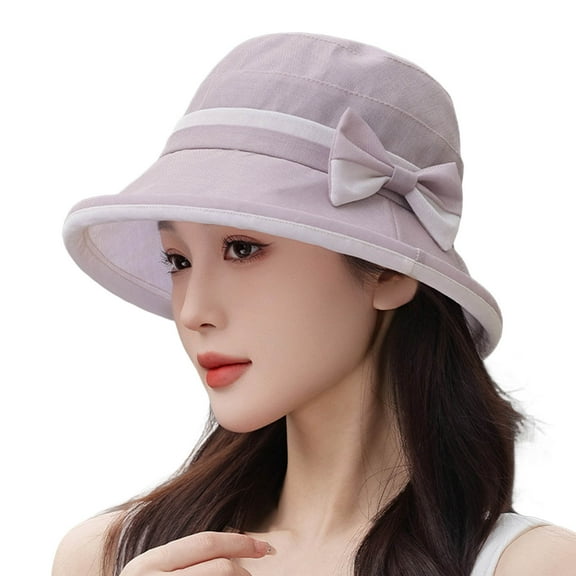 Fgnfyis Elegant Women's Bowknot Wide Brim Cloche Sun Hat for Wedding Tea Party Outdoor Summer Lightweight Breathable Foldable Khaki M