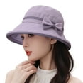 thumbnail image 1 of Fgnfyis Elegant Women's Bowknot Wide Brim Cloche Sun Hat for Wedding Tea Party Outdoor Summer Lightweight Breathable Foldable Light Purple M, 1 of 5