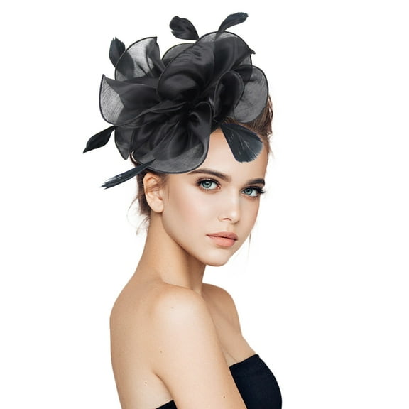Fgnfyis Elegant Women's Floral Pillbox Hat for Tea Party Wedding and Events Black One Size