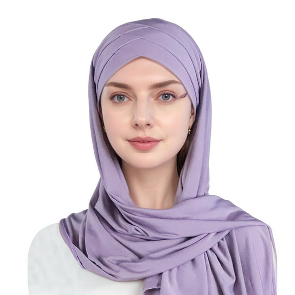 Fgnfyis Elegant Women's Hat Ruffle Cancer Chemo Turban Wrap Cap Scarf Shawl for Versatile Styling and Comfort Light Purple One Size