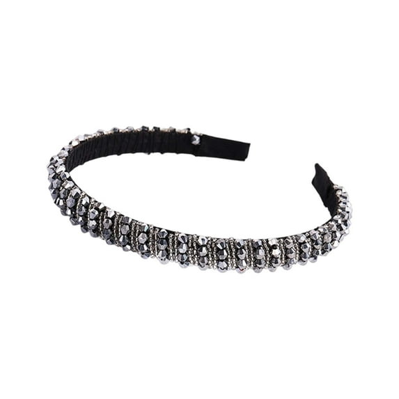 Fgnfyis Womens Rhinestone Beaded Headband with Sponge Edge for Party Casual Wear All Season Comfortable Hair Band Sparkling and Soft Silver