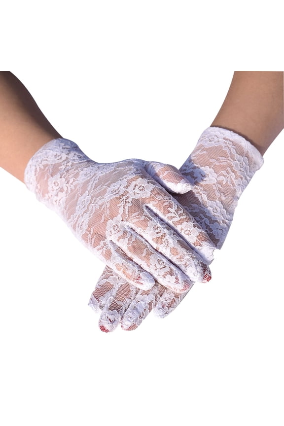 Elegant Women's Short Lace Gloves with Black Breathable Sun for Riding and Formal Events White One Size