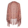 thumbnail image 1 of Fgnfyis Elegant Women's Suede Fringe Cape Poncho Shawl Wrap With Punch Pattern Design Pink One Size, 1 of 4