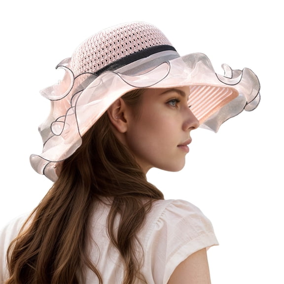 Fgnfyis Elegant Women's Summer Beret Sun Hat with Wide Brim for and Breathable Comfort Pink M