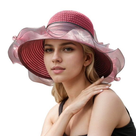 Fgnfyis Elegant Women's Summer Beret Sun Hat with Wide Brim for and Breathable Comfort Red M