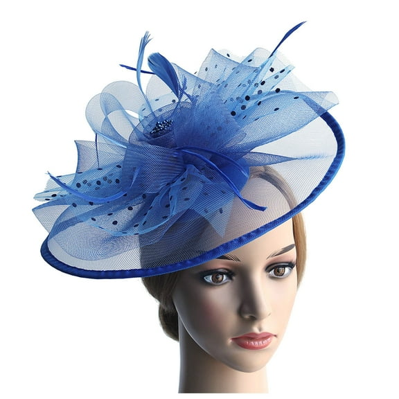 Fgnfyis Elegant Women's Tea Party Headband with Floral Wedding Feather Hair Accessory Blue One Size