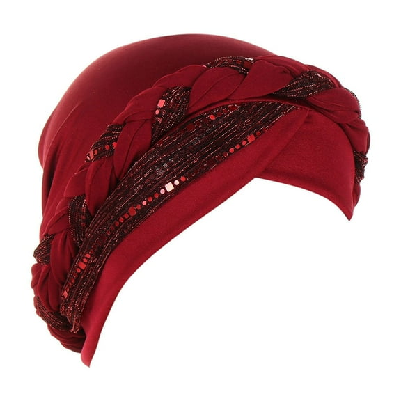 Fgnfyis Ethnic Bohemian Floral Pleated Turban Headwrap Bandana Headwear for Women D One Size