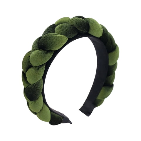 Fgnfyis Ethnic Braid Handmade Flannel Headbands for Women Headwear Hair Band Army Green