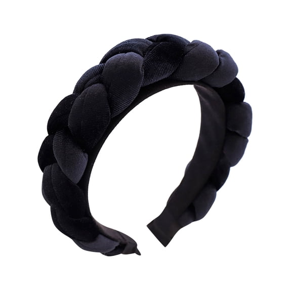 Fgnfyis Ethnic Braid Handmade Flannel Headbands for Women Headwear Hair Band Black