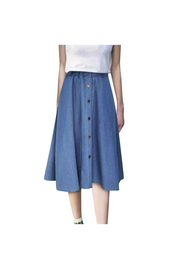 European Style Denim Loose Skirt Oversized Elastic Waist Student Class Skirt Plus Size A-line Skirt Blue XL