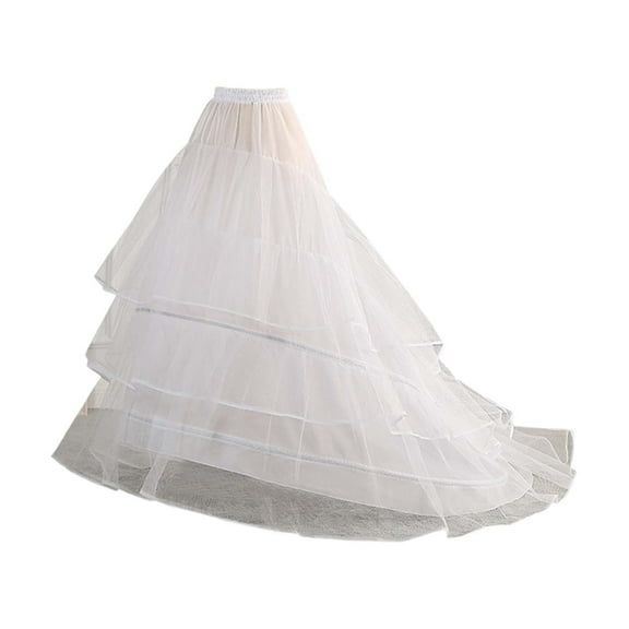 Fgnfyis Extra Large Wedding Dress Petticoat with Two Steel Hoops Elastic Waist Hard for Special Events and Performances Long Train Underskirt White One Size