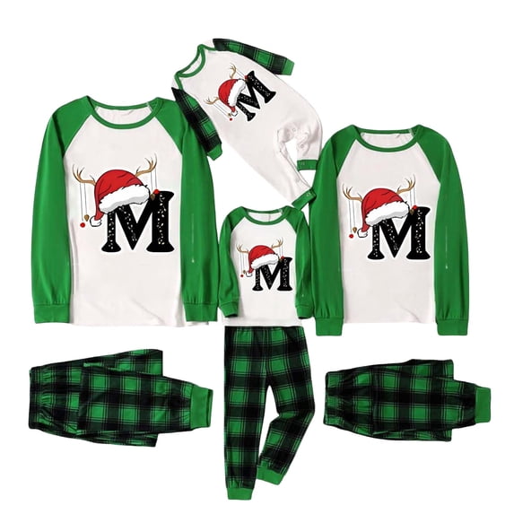 Fgnfyis Family Christmas Pajamas Deer Horn Christmas Hat Letter Print Long Sleeve Pajamas Set Sleepwear
