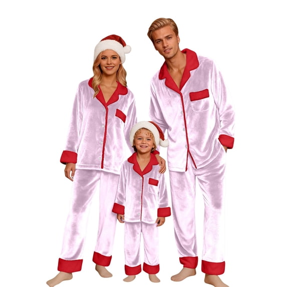 Fgnfyis Family Christmas Pajamas Long Sleeve Button Down Cozy Soft 2 Piece Set Sleepwear Loungewear