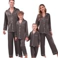thumbnail image 1 of Fgnfyis Family Christmas Pajamas Silk Satin Striped Long Sleeve Button Down Soft 2 Piece Pajamas Set Sleepwear Loungewear, 1 of 5