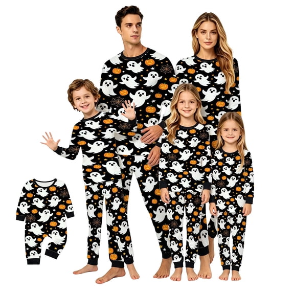 Fgnfyis Family Halloween Pajamas Print Loose Cozy Soft 2 Piece Set Tops Pants Loungewear Sleepwear
