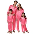 thumbnail image 1 of Fgnfyis Family Matching Outfits Silk Satin Solid Long Sleeve Button Down Soft Cozy 2 Piece Pajamas Set Sleepwear Loungewear, 1 of 3