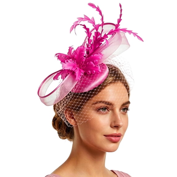 Fgnfyis Fascinator for Women Elegant Wedding Tea Party Ladies Day Floral Fascinator Hat Headdress Hair Accessories for Women Red One Size