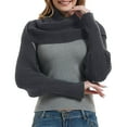 thumbnail image 1 of Fgnfyis Fashion Winter Warm Solid Color Knitted Wrap Scarf Crochet Thick Shawl Cape with Sleeves for Women Grey, 1 of 5