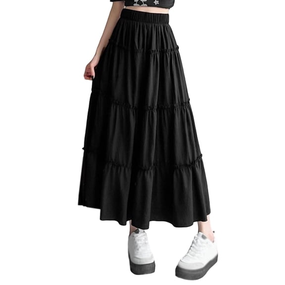 Fgnfyis Fashionable High Waist Midi Skirt for Women Ideal for Daily Wear and Casual Comfort for Spring and Summer Outfits Versatile Style Black M