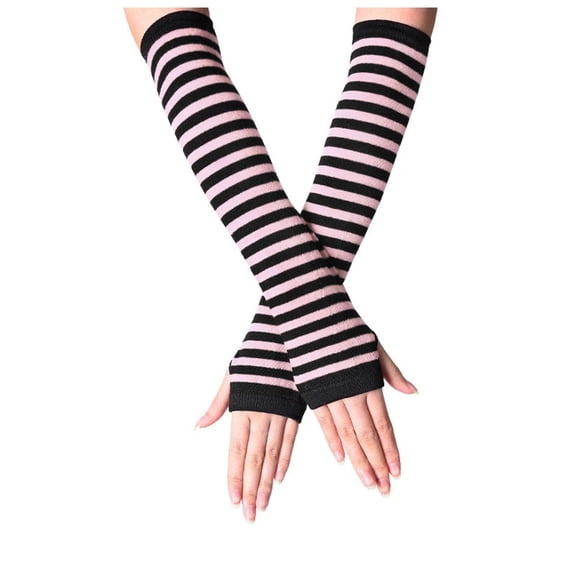 Fgnfyis Fingerless Long Arm Warmer Gloves Punk Gothic Design for Rock Music Themed Events Winter Warmth And Pink