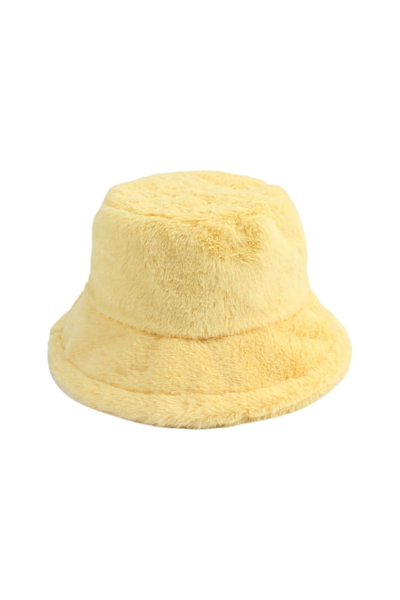 Fisherman Hat for Autumn Winter Adjustable Warm Solid Color Bucket Hat for Outdoor Sun Hats for Women Yellow