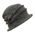 thumbnail image 1 of Fgnfyis Floral Wool Bucket Hat For Women Double Layer Winter Fisherman Cap Elegant Cold Weather Headwear Grey One Size, 1 of 3