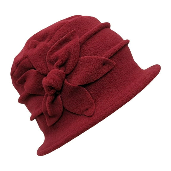 Fgnfyis Floral Wool Bucket Hat For Women Double Layer Winter Fisherman Cap Elegant Cold Weather Headwear One Size