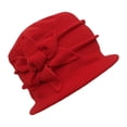 thumbnail image 1 of Fgnfyis Floral Wool Bucket Hat for Women Double Layer Fisherman Hat Elegant Warm Winter Hats for Women Cap Red, 1 of 3