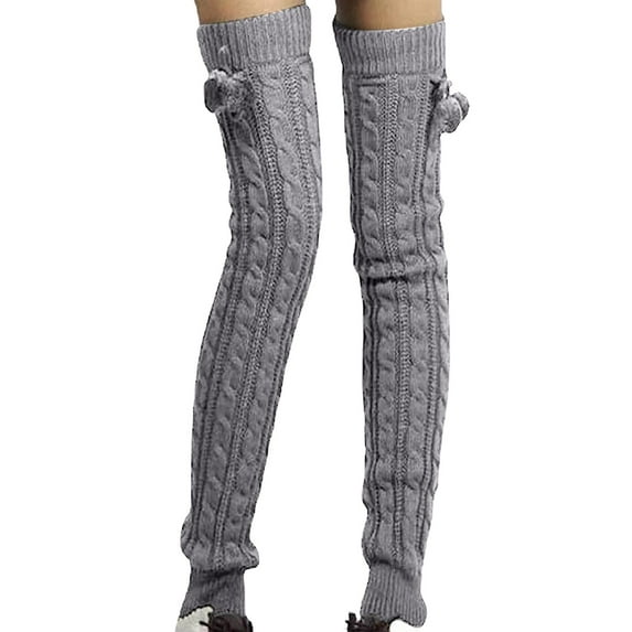 Fgnfyis Fuzzy Over Knee Cartoon Thigh High Home Socks Winter Socks Cozy Womens Warm High Leggings Coral Socks Grey One Size