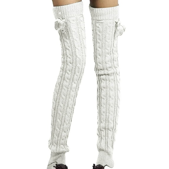 Fgnfyis Fuzzy Over Knee Cartoon Thigh High Home Socks Winter Socks Cozy Womens Warm High Leggings Coral Socks White One Size