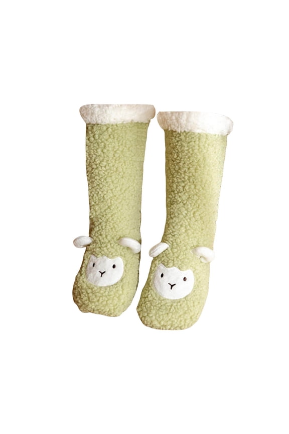 Fuzzy Socks for Men and Women Cozy Socks Winter Warm Socks Slipper Socks Microfiber Soft Home Sleeping Socks Light Green One Size